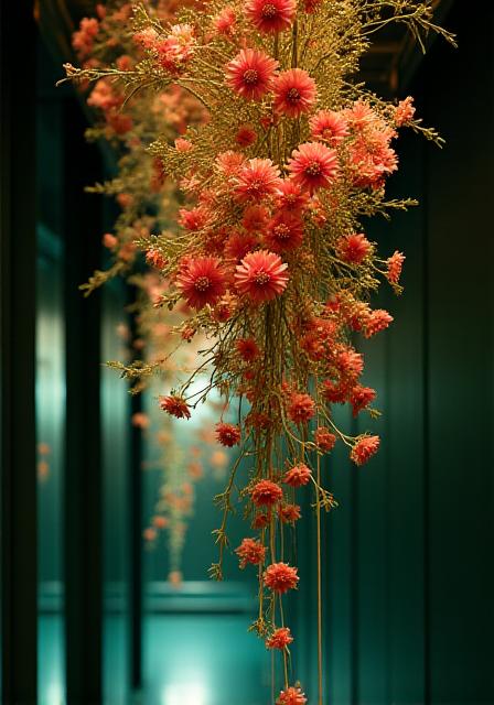 Højtidelig blomsterinstallationsdetalje